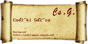 Csáki Géza névjegykártya